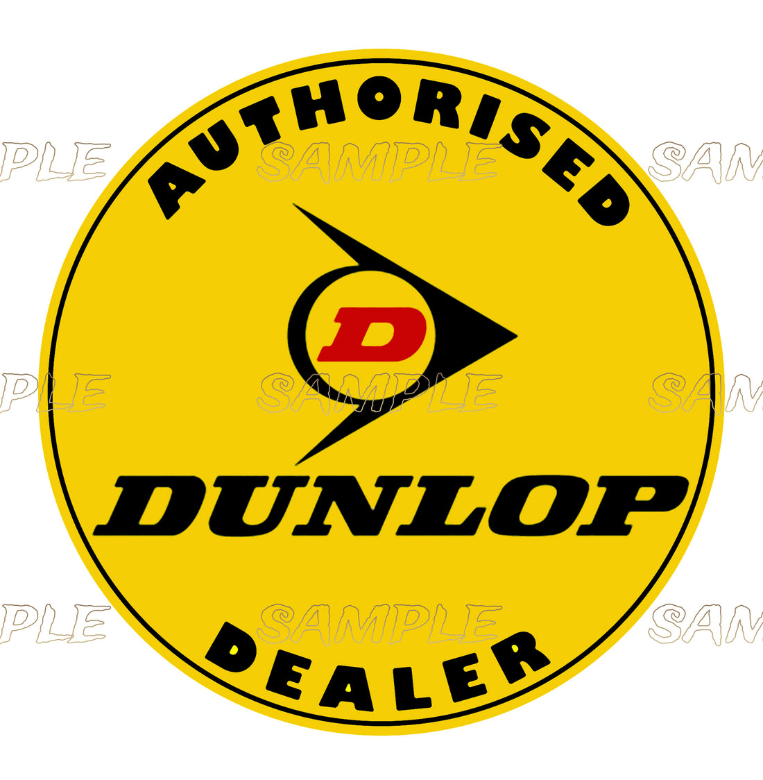 DUNLOP DEALER DARK Retro/ Vintage Round Metal Sign Man Cave, Wall Home Décor, Shed-Garage, and Bar