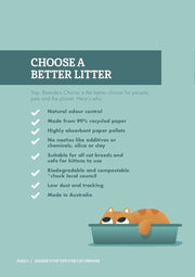"Introducing Breeders Choice Odour Control Cat Litter - 30L of Lightweight Recycled Paper Excellence!"