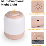 Baby Night Light for Kids, LED Touch Lamp, Stepless Dimming Nursery Lamp with 3 Colors, Breastfeeding, Diaper Change, Sleep Aid, USB Rechargeable White/Natural/Warm Bedside Light for Bedroom
