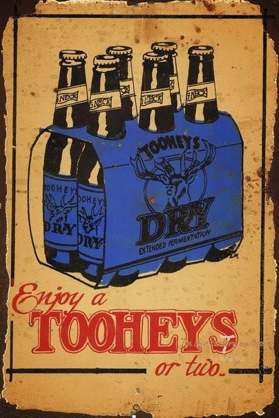 ENJOY A TOOHEYS Rustic Look Vintage Tin Metal Sign Man Cave, Shed-Garage and Bar