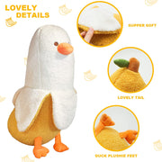 PEACHCAT Banana Duck Plush Toy Cute Plushie Hugging Plush Pillow Duck Stuffed Animal for Girls and Boys White 19.7"