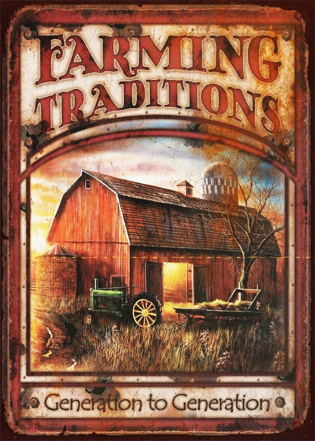 OLD TRACTOR FARMHOUSE Rustic Look Vintage Tin Metal Sign Man Cave, Shed-Garage & Bar