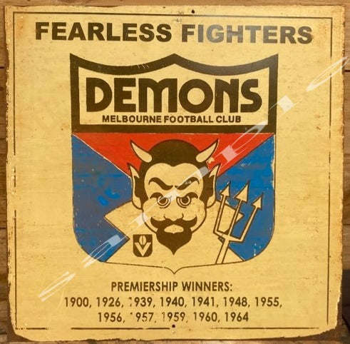 FEARLESS FIGHTERS Demons Melbourne Football Club Metal Sign 40x 40 cm