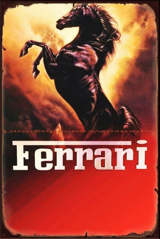 FERRARI LOGO POSTER Vintage Retro Rustic Shed Garage Man Cave Metal Sign