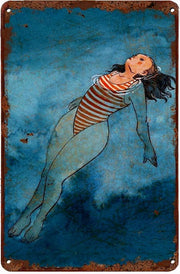 THE FLOATING GIRL Retro/ Vintage Tin Metal Sign Man Cave, Wall Home Decor, Shed-Garage, and Bar