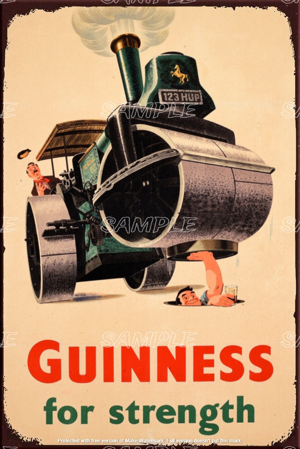 GUINNESS FOR STRENGTH Retro/ Vintage Tin Metal Sign Man Cave, Wall Home Puzzled Décor, Shed-Garage, and Bar