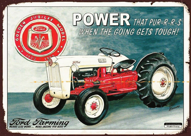 FORD FARMING POWER Retro Rustic Look Vintage Tin Metal Sign Man Cave, Shed-Garage, and Bar
