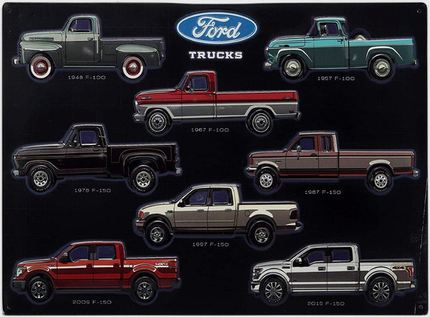 OPEN ROAD FORD TRUCKS COLLAGE Retro/ Vintage Tin Metal Sign Man Cave, Wall Home Decor, Shed-Garage, and Bar
