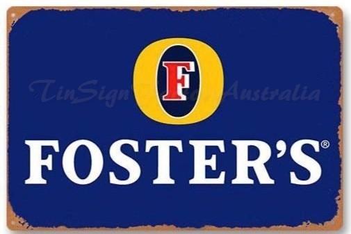FOSTER'S BEER LOGO Rustic Retro/Vintage  Home Garage Wall Cafe Resto or Bar Tin Metal Sign