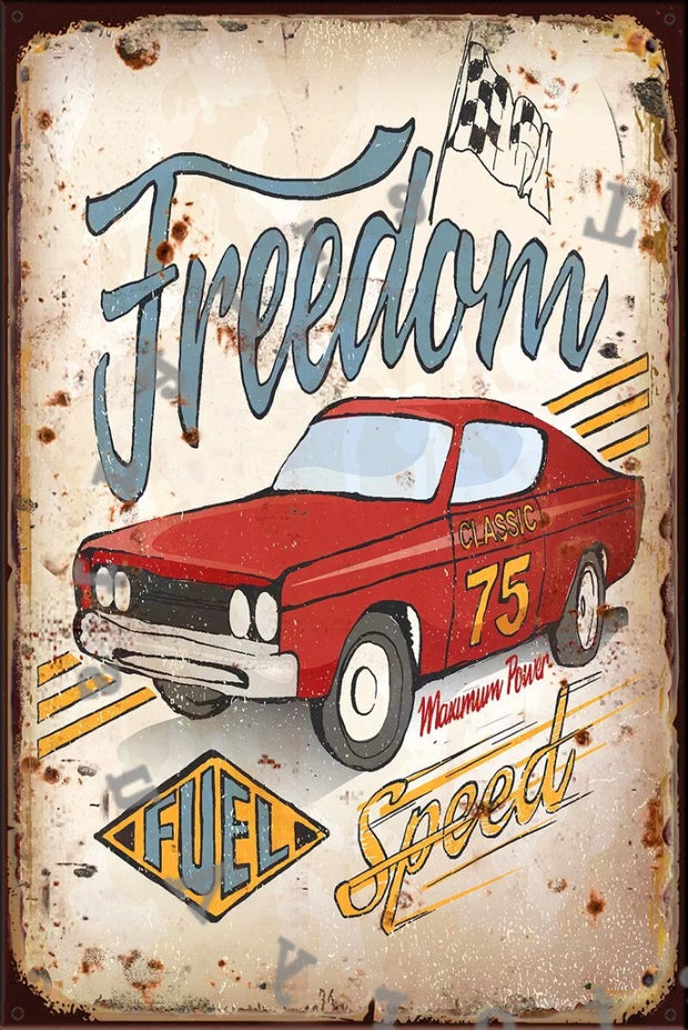 FREEDOM Rustic Look Vintage Shed-Garage and Bar Man Cave Tin Metal Sign