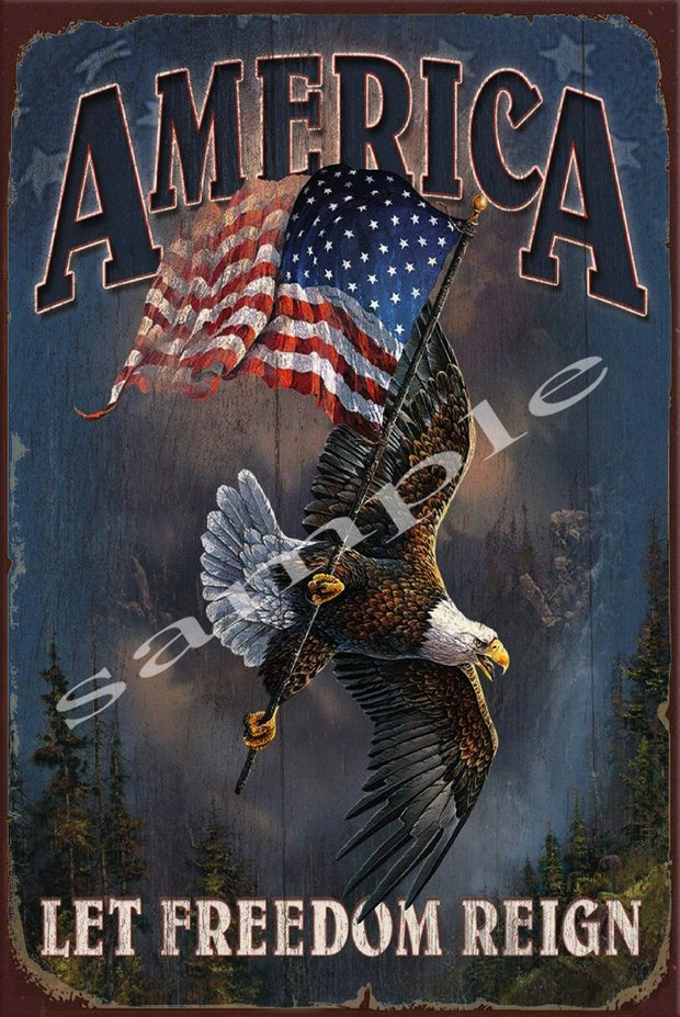 FREEDOM REIGN Retro/ Vintage Wall Home Décor, Shed-Garage and Bar Tin Metal Sign