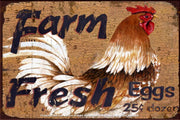FRESH FARM EGGS Retro/ Vintage Tin Metal Sign Man Cave, Wall Home Décor, Shed-Garage, and Bar
