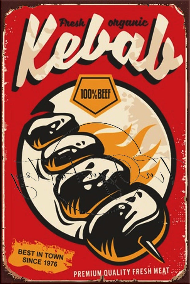 FRESH KEBAB Retro/ Vintage Tin Metal Sign Man Cave, Wall Home Décor, Shed-Garage, and Bar