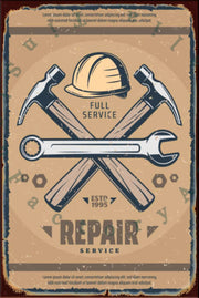 FULL-SERVICE TOOLS Rustic Look Vintage Shed-Garage and Bar Man Cave Tin Metal Sign
