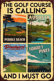GOLD COURSE CALLING Retro/ Vintage Tin Metal Sign Man Cave, Wall Home Décor, Shed-Garage, and Bar