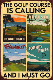 GOLD COURSE CALLING Retro/ Vintage Tin Metal Sign Man Cave, Wall Home Décor, Shed-Garage, and Bar