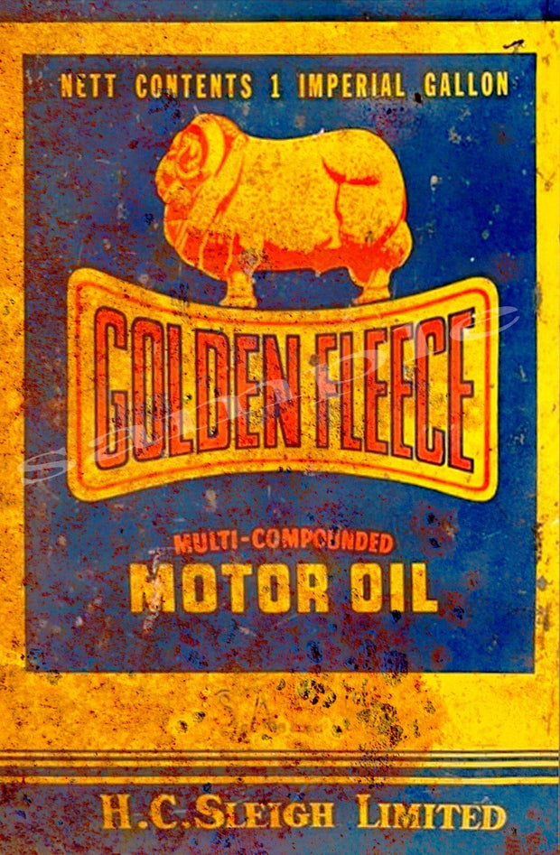 GOLDEN FLEECE OIL Retro/ Vintage Tin Metal Sign Man Cave, Wall Home Décor, Shed-Garage, and Bar