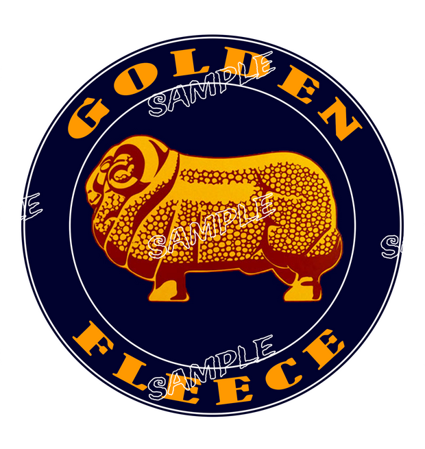 GOLDEN FLEECE WHITE LINING Retro/ Vintage Round Metal Sign Man Cave, Wall Home Décor, Shed-Garage, and Bar