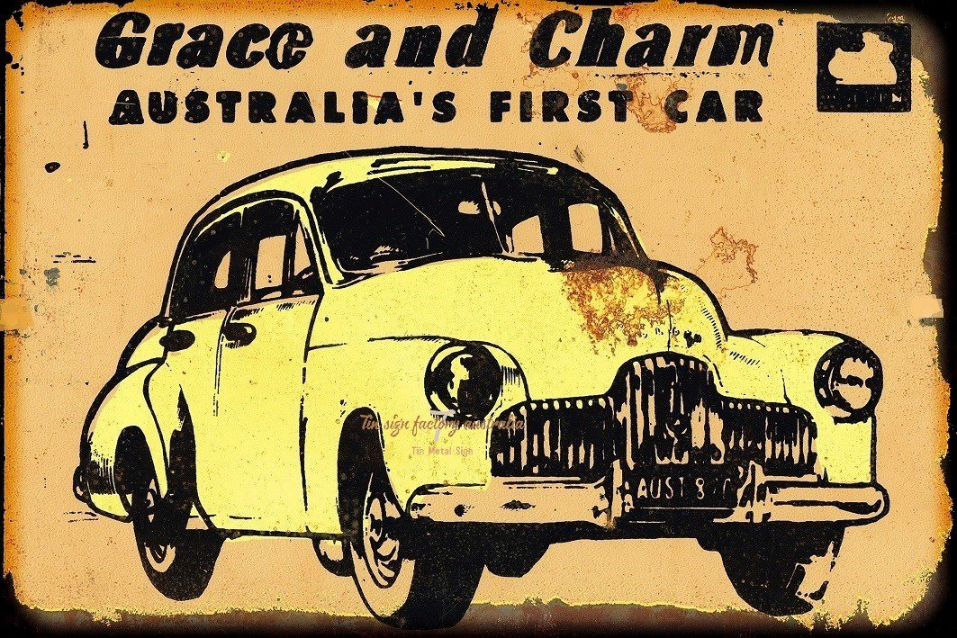 AUSTRALIA'S FIRST CAR Rustic Look Vintage Tin Metal Sign Man Cave, Shed-Garage and Bar - Tin Sign Factory Australia