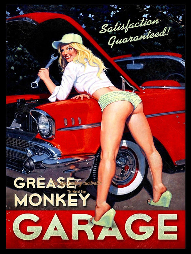 GREASE MONKEY GARAGE Retro/Vintage Metal Plaque Sign Style Man Cave Garage
