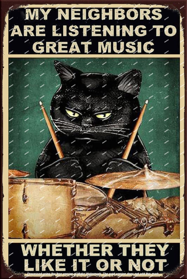 GREAT MUSIC Retro/ Vintage Tin Metal Sign Man Cave, Wall Home Puzzled Décor, Shed-Garage, and Bar