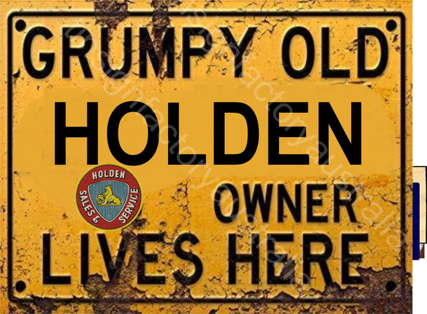 Grumpy Old Holden Owner Rustic Look Vintage Tin Metal Sign Man Cave, Shed-Garage & Bar Sign metal sign