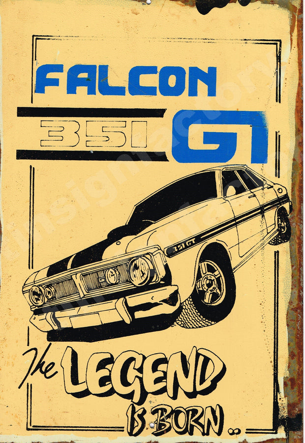 Falcon 351 GT Rustic Look Vintage Tin Metal Sign Man Cave, Shed-Garage & Bar Sign metal sign