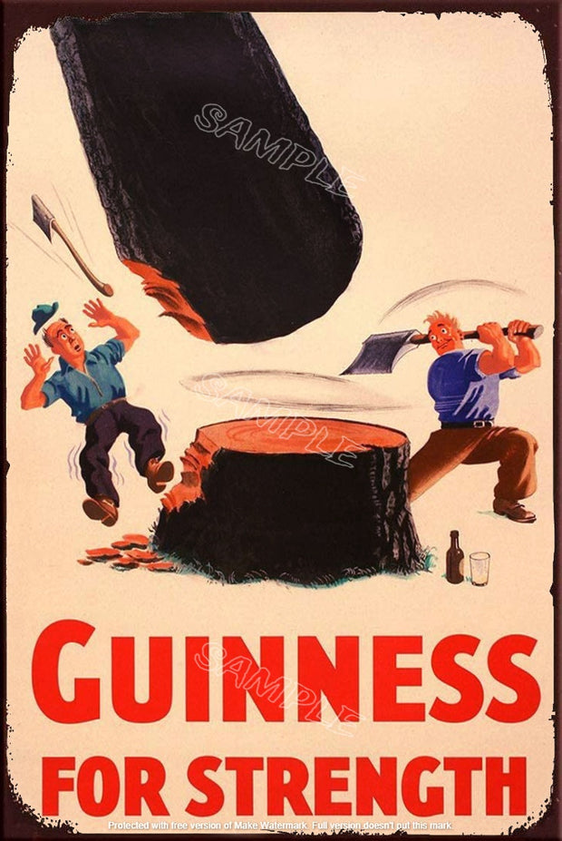 GUINNESS STRENGTH Retro/ Vintage Tin Metal Sign Man Cave, Wall Home Puzzled Décor, Shed-Garage, and Bar