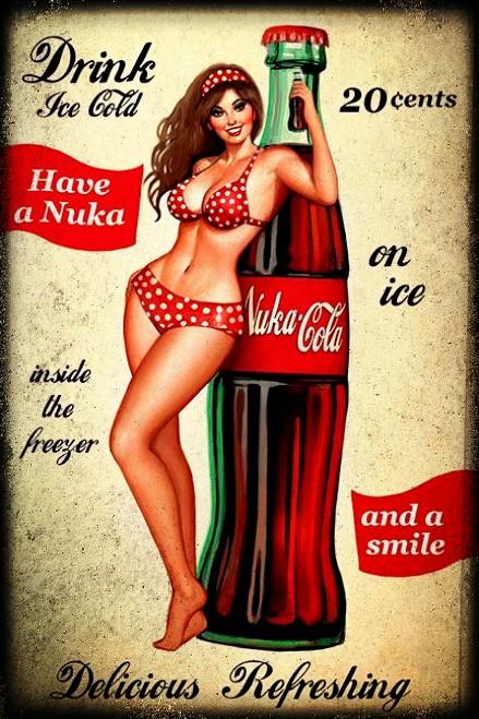 HAVE A NUKA SEXY PINUP Retro/ Vintage Tin Metal Sign Man Cave, Wall Home Decor, Shed-Garage, and Bar