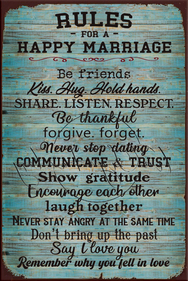 HAPPY MARRIAGE Retro/ Vintage Tin Metal Sign Man Cave, Wall Home Décor, Shed-Garage, and Bar