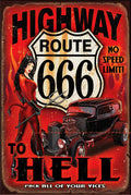 HIGHWAY ROUTE 666 Vintage Retro Rustic Shed Garage Man Cave Metal Sign