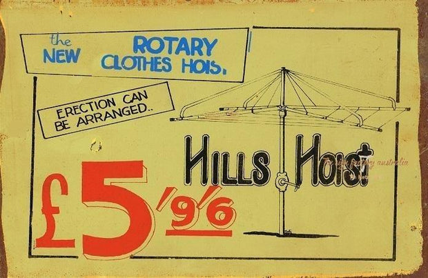 ROTARY HILL HOIST Rustic Look Vintage Tin Metal Sign Man Cave, Shed-Garage and Bar