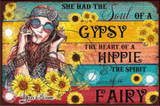 HIPPIE HEART Retro/ Vintage Tin Metal Sign Man Cave, Wall Home Décor, Shed-Garage, and Bar