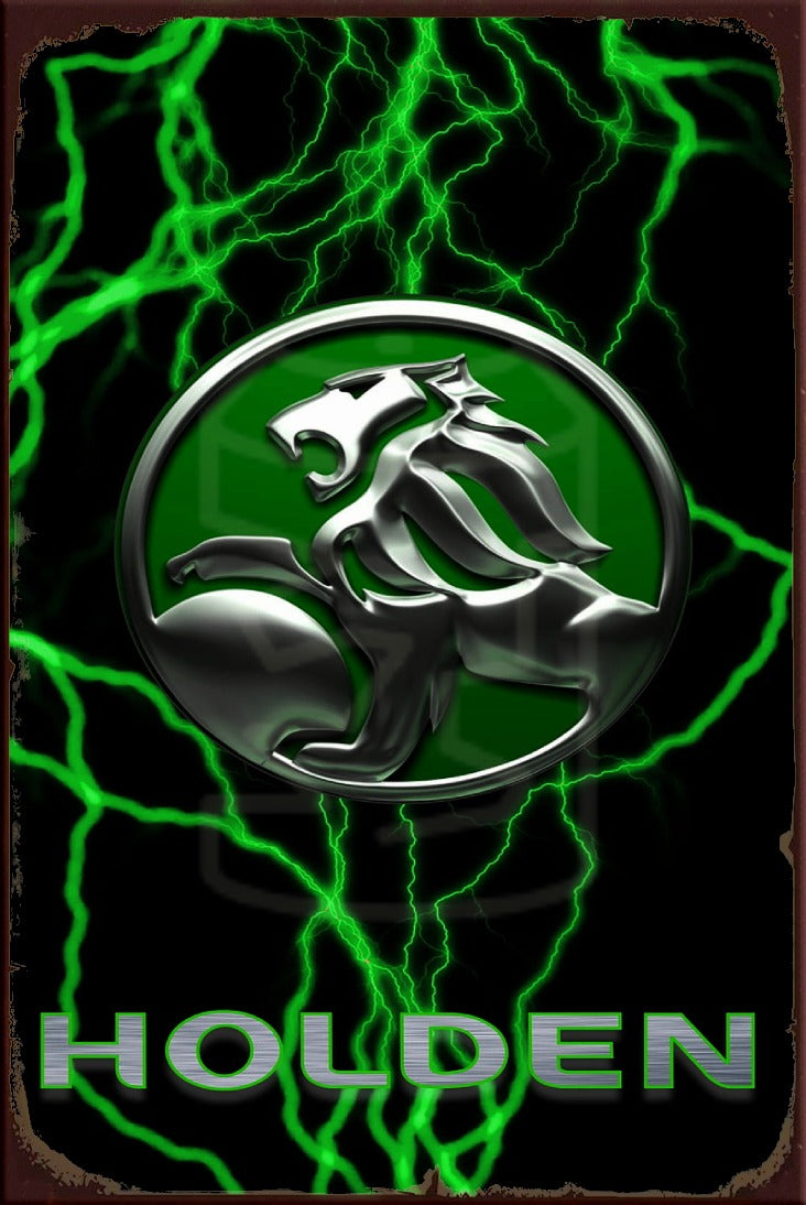 HOLDEN'S GREEN LIGHTNING Rustic Look Vintage Shed-Garage and Bar Man Cave Tin Metal Sign