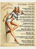 Happy Hour Cocktails Sailor Girl Vintage Retro Workplace Plaques Ideal Gift Metal Tin Sign - Tin Sign Factory Australia