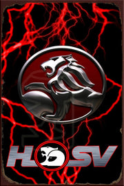 HSV RED LIGHTNING Rustic Look Vintage Shed-Garage and Bar Man Cave Tin Metal Sign