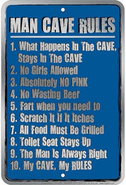 MAN CAVE RULES Metal Sign | Free Postage