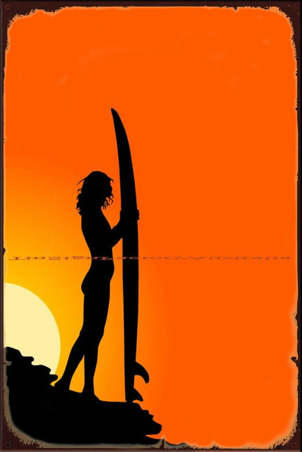 I LOVE SURFING Vintage Retro Rustic Shed Garage Man Cave Metal Sign