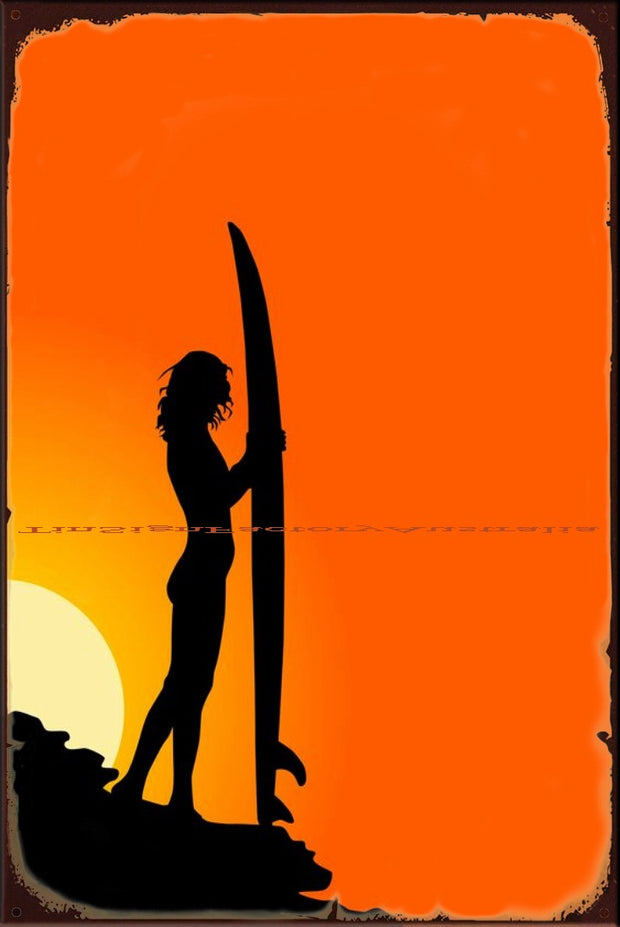 I LOVE SURFING Vintage Retro Rustic Shed Garage Man Cave Metal Sign