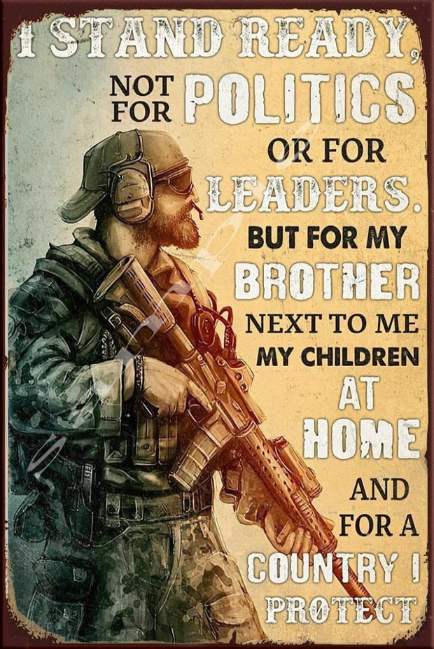 I STAND READY Retro/ Vintage Wall Home Décor, Shed-Garage and Bar Tin Metal Sign