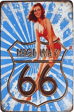 HIGHWAY 66 SEXY GIRL Metal Tin Sign Decor Bar Pub Home Vintage Retro Poster Tin Sign