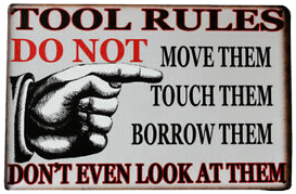 TOOL RULES Tin Sign Garage Home Metal Warning Sign