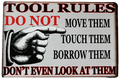 TOOL RULES Tin Sign Garage Home Metal Warning Sign - Tin Sign Factory Australia