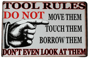 TOOL RULES Tin Sign Garage Home Metal Warning Sign