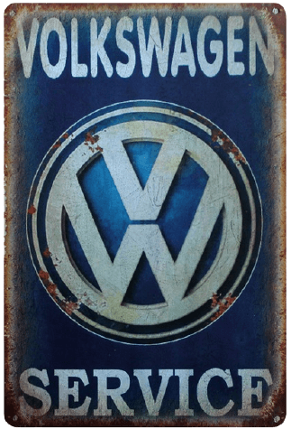 VOLKSWAGEN SERVICE Tin Sign Vintage Style Man Cave Garage Repair Shop Parts & Service VW - Tin Sign Factory Australia