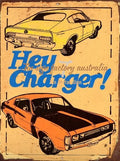 HEY CHARGER Rustic Look Vintage Tin Metal Sign Man Cave, Shed-Garage and Bar - Tin Sign Factory Australia
