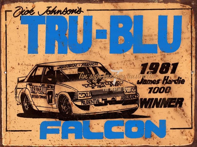 TRU-BLU FALCON Rustic Look Vintage Tin Metal Sign Man Cave, Shed-Garage and Bar