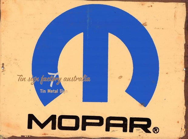 MOPAR BLUE LOGO Rustic Look Vintage Tin Metal Sign Man Cave, Shed-Garage and Bar