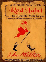RED LABEL OLD SCOTCH Rustic Look Vintage Tin Metal Sign Man Cave, Shed-Garage and Bar