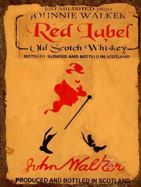 RED LABEL OLD SCOTCH Rustic Look Vintage Tin Metal Sign Man Cave, Shed-Garage and Bar